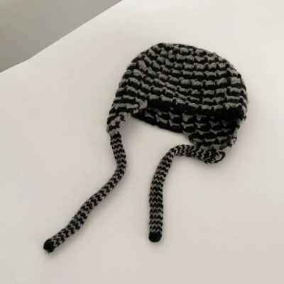 Ιαπωνικό καπέλο Niche Beanie Cool Personality Long Strap Πλεκτό καπέλο για το φθινόπωρο και το χειμώνα Hip-hop All-match για τα αυτιά