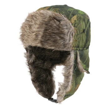 Camo Military Style Unisex Russian Faux-Fur Aviator Bomber Lumberjack Trapper Hats for Men Women