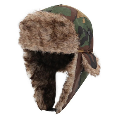 Καπέλα Camo Military Style Unisex Russian Faux-Fur Aviator Bomber Lumberjack Trapper καπέλα για άνδρες γυναίκες