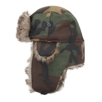Есенно-зимна удебелена камуфлажна шапка Thunderbolt Устойчива на студ топла памучна шапка Защитна шапка за уши Подплатена ски шапка