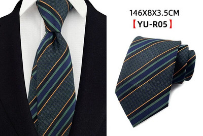 Ricnai prugasta žutoplava svilena kravata od 8 cm, muška kravata, vjenčanje, poslovna svečana prigoda, zabava, ležerni dodaci za darove