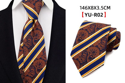 Ricnai prugasta žutoplava svilena kravata od 8 cm, muška kravata, vjenčanje, poslovna svečana prigoda, zabava, ležerni dodaci za darove