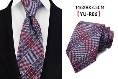 Ricnai prugasta žutoplava svilena kravata od 8 cm, muška kravata, vjenčanje, poslovna svečana prigoda, zabava, ležerni dodaci za darove