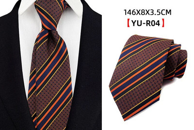 Ricnai prugasta žutoplava svilena kravata od 8 cm, muška kravata, vjenčanje, poslovna svečana prigoda, zabava, ležerni dodaci za darove