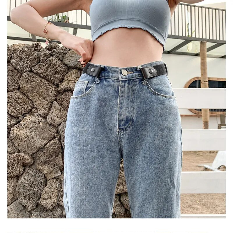 Uued nähtamatud vöö pandlaga rihmad, reguleeritav veniv elastne vöörihm naistele Meeste teksapükste kleit Lukuta lihtne kanda