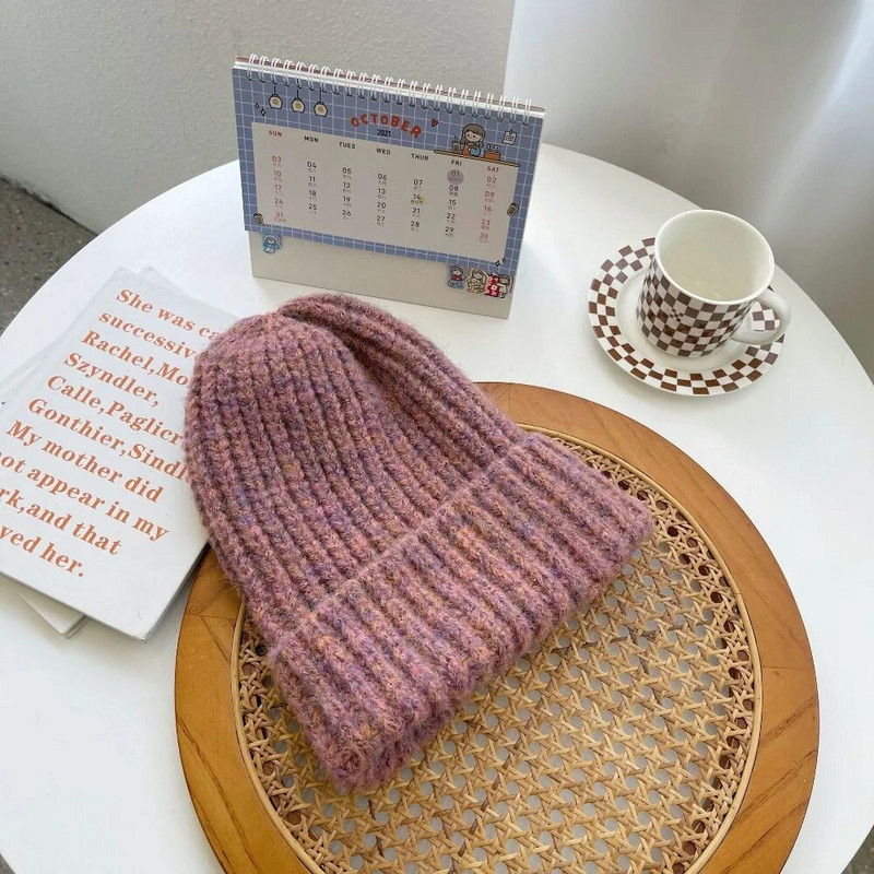 Prevelika zimska pletena kapa Ženska korejska modna jednobojna topla kapa na otvorenom Raznolika ležerna elastična udobna kapa