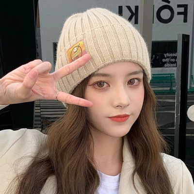 Slatka modna kapica Ženska mekana debela vunena Topla pletena kapa Elastičnost Otporan na bore Ležerna opuštena skijaška kapa za djevojke