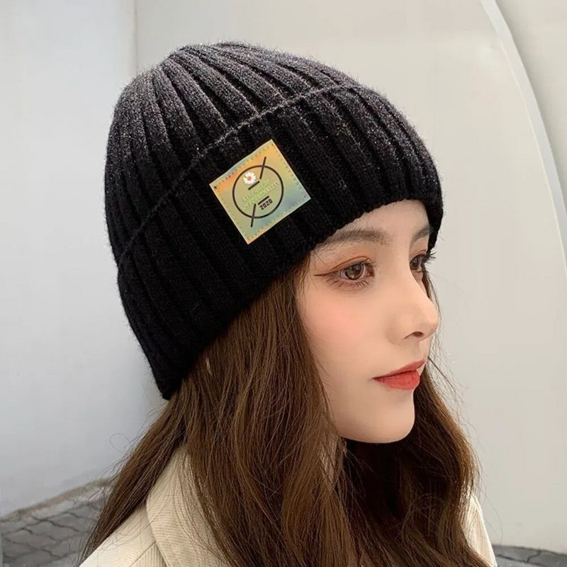 Slatka modna kapica Ženska mekana debela vunena Topla pletena kapa Elastičnost Otporan na bore Ležerna opuštena skijaška kapa za djevojke