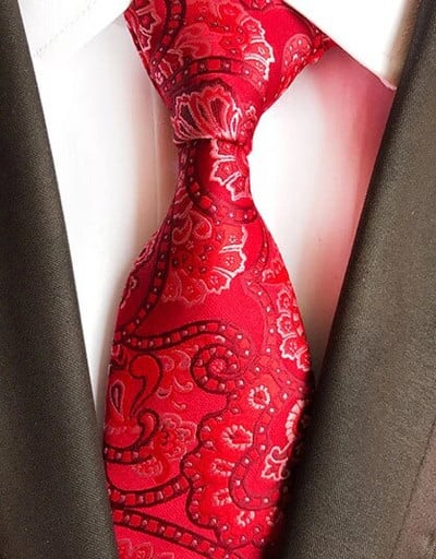 Ricnais 8 cm muška kravata Muški dar Poslovni dodaci za vjenčanje Crveno crne cvjetne kravate Luksuzne kravate za muškarce Poklon muške kravate