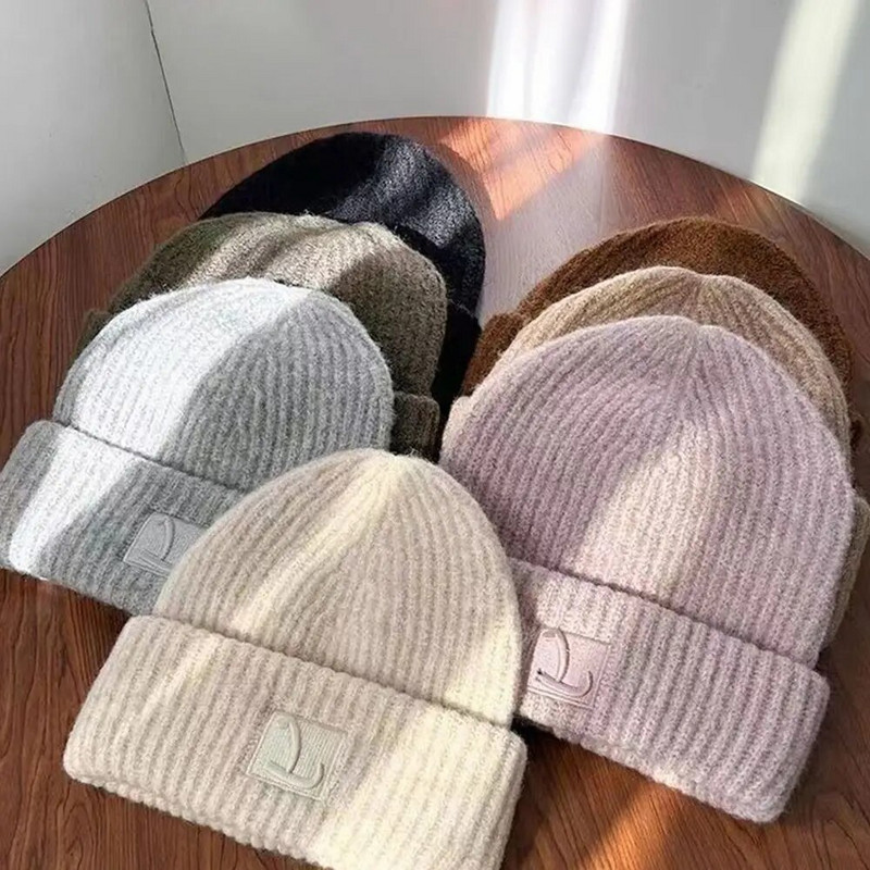 Zimska pletena pokrivala za glavu za odrasle Žene koje održavaju toplinu Beanie šešir Ležerna jednobojna hip-hop kapa s šeširom Beanies Skullies