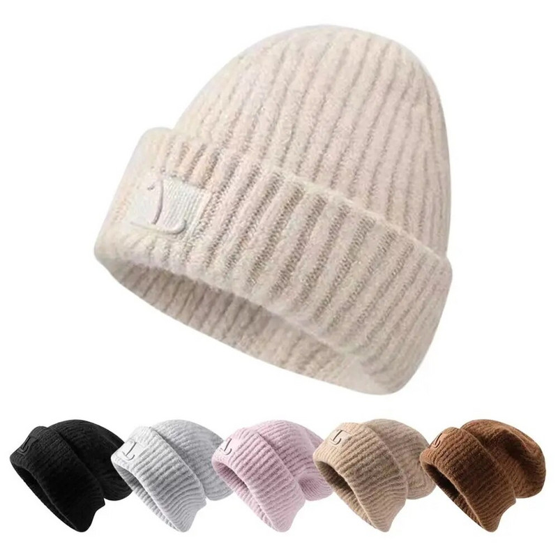 Zimska pletena pokrivala za glavu za odrasle Žene koje održavaju toplinu Beanie šešir Ležerna jednobojna hip-hop kapa s šeširom Beanies Skullies