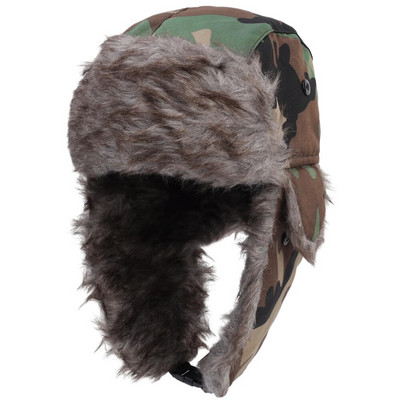 Vīriešu ziemas cepure maskēšanās Aviator Trooper Earflap Silts vāciņš Bomber Cepuris Krievijas āra vēja necaurlaidīgas slēpošanas cepures Ausu aizsargi Cepures