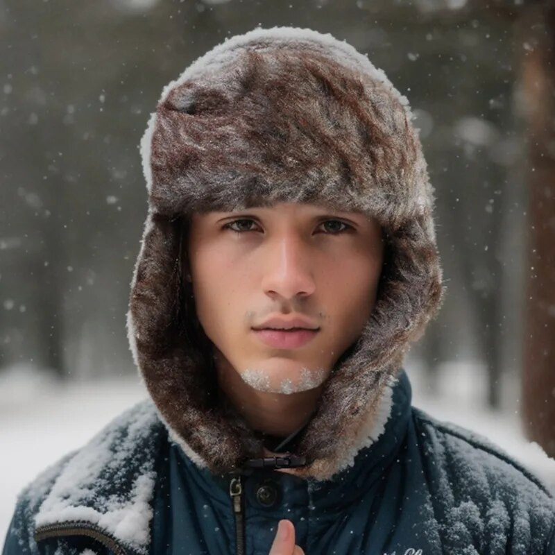 Vīriešu ziemas cepure maskēšanās Aviator Trooper Earflap Silts vāciņš Bomber Cepuris Krievijas āra vēja necaurlaidīgas slēpošanas cepures Ausu aizsargi Cepures