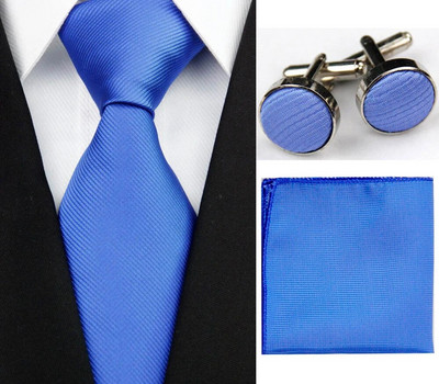 Moodne lipsukomplekt meestele aksessuaarid 4 tolli (10 cm) lai äripulmade siidist lipsud Mansetinööbid Tasku kandiline (Hanky) meeste lips