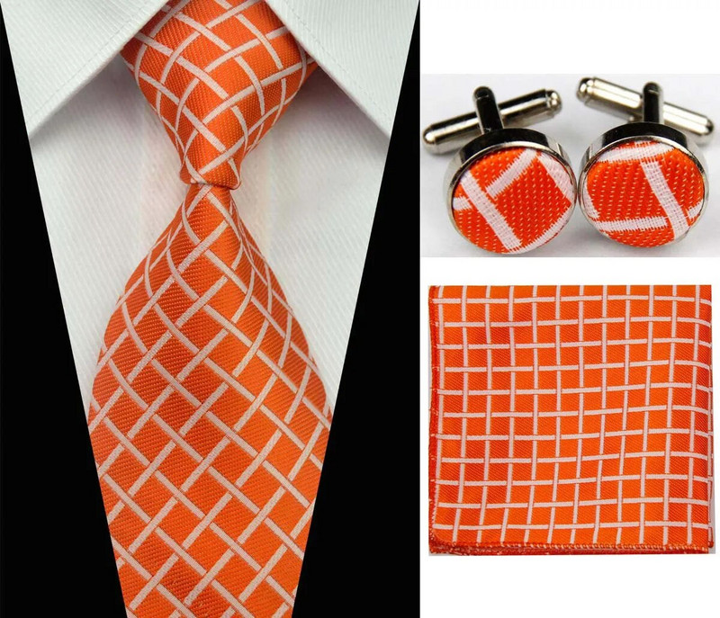 Moodne lipsukomplekt meestele aksessuaarid 4 tolli (10 cm) lai äripulmade siidist lipsud Mansetinööbid Tasku kandiline (Hanky) meeste lips