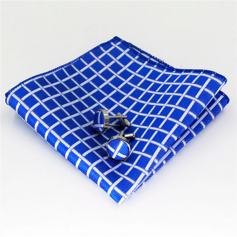 Moodne lipsukomplekt meestele aksessuaarid 4 tolli (10 cm) lai äripulmade siidist lipsud Mansetinööbid Tasku kandiline (Hanky) meeste lips