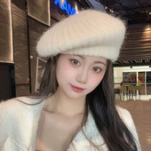 Jesen Zima Pletene šešire s beretkama Ženske jednobojne vintage francuske karirane top vojne kape Usklađena elegantna umjetnička slikarska kapa