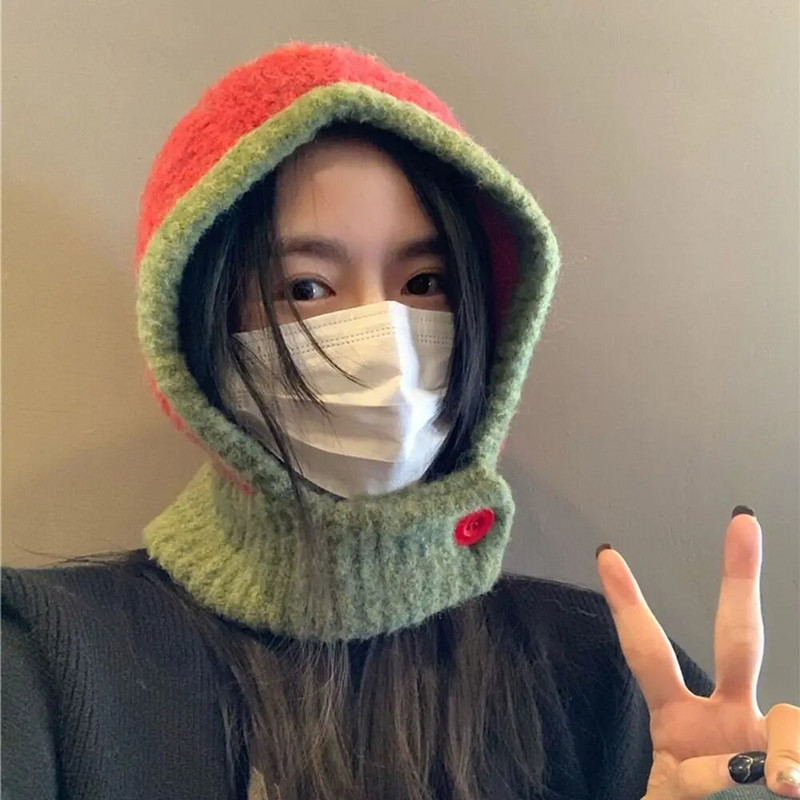 Ženska pletena kapa Balaclava Zimske kape Ženska jesenska pokrivala za glavu Ženska kapa Kapa za odrasle Kape naušnice Šal Kapa Topla