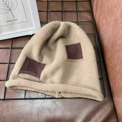 Elegantna patchwork zimska topla kapa za žene Ležerno složena pletena kapa s šeširom Muške kape Jednobojne hip hop Skullies ženske kape
