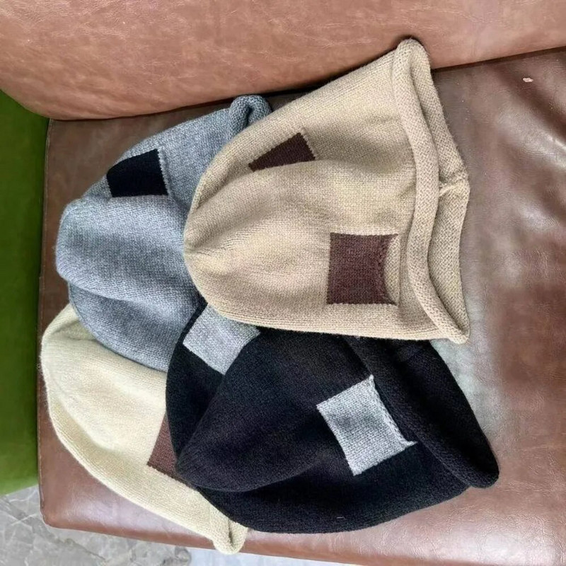 Stilīga, raibs ziemas silta cepure sievietēm Ikdienišķa salikta trikotāžas pārsegu vāciņš Vīriešu cepures Masīvas hip-hop skullies sieviešu pupiņas