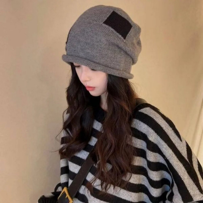 Stilīga, raibs ziemas silta cepure sievietēm Ikdienišķa salikta trikotāžas pārsegu vāciņš Vīriešu cepures Masīvas hip-hop skullies sieviešu pupiņas