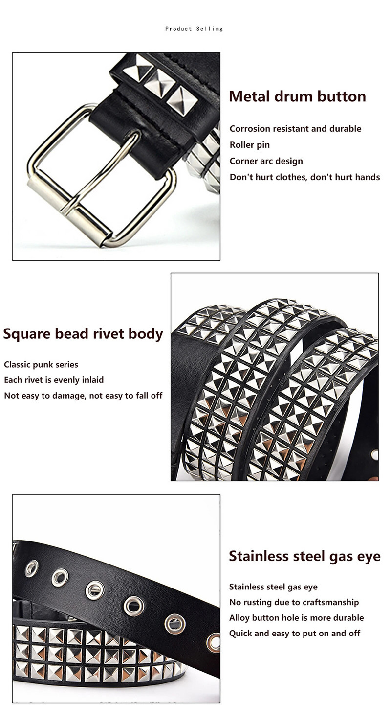 4 värvi naiste vintage mood vöö ruudukujuline helmes neet Punk rock Riistvara Teksad Disainer Naiste vöörihmad