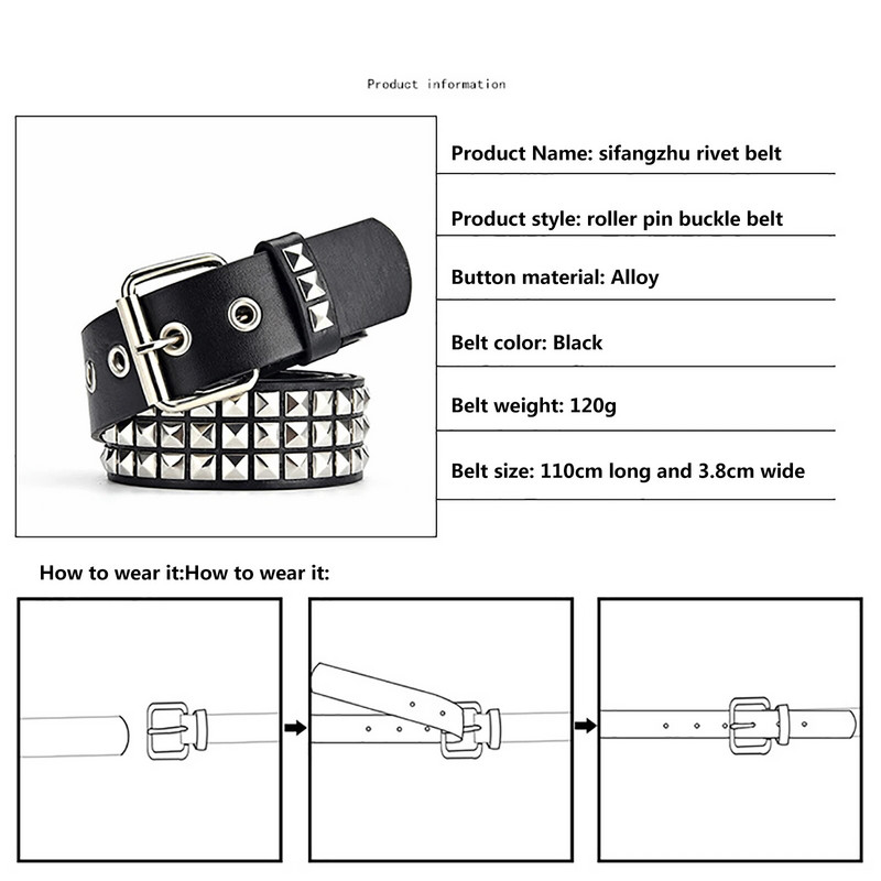 4 värvi naiste vintage mood vöö ruudukujuline helmes neet Punk rock Riistvara Teksad Disainer Naiste vöörihmad