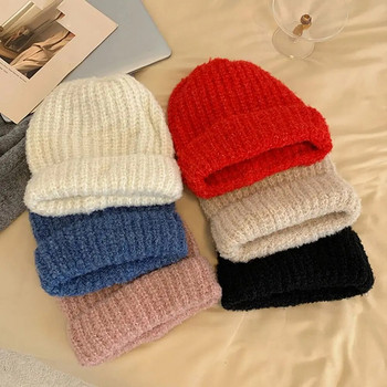 Keep Warm Beanie καπέλα για γυναίκες Χειμερινά παχύρρευστα πλέξιμο με βελονάκι Skullies Καπέλο μονόχρωμο Unisex Casual outdoor Skullcap