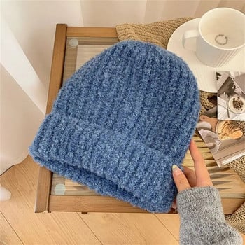 Keep Warm Beanie καπέλα για γυναίκες Χειμερινά παχύρρευστα πλέξιμο με βελονάκι Skullies Καπέλο μονόχρωμο Unisex Casual outdoor Skullcap