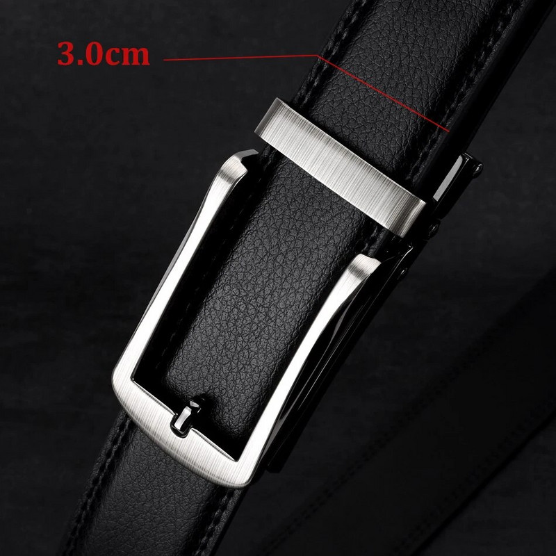 WOWTIGER cu clichet de înaltă calitate, cataramă automată, curele din piele de vacă autentică, neagră, pentru bărbați, curea masculină, curea pentru bărbați, lățime 3,0 cm