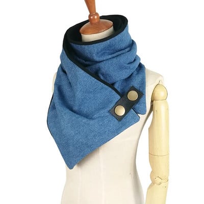 Jaunākās sieviešu vīriešu unisex šalle 100% kokvilnas džinsa Šalles ziemas gredzens modes pončo cilpa pogas šalles caurules šalle foulard femme