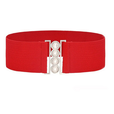 Ženski luksuzni pojasevi oko struka za haljinu Pu lakirana koža, elastični remen oko struka Jednobojni crno-crveni bijeli široki visokokvalitetni pojas