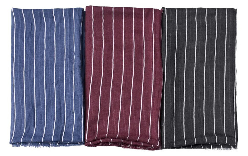 Zimski dizajnerski šal, muški prugasti pamučni šal, ženski i muški šal, omot od pletenog kašmira, bufande, prugasti šal s resama