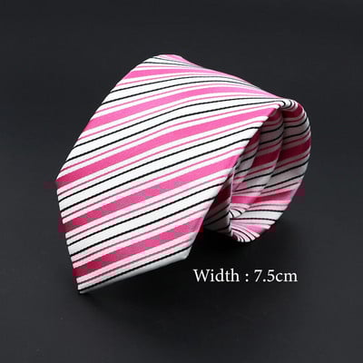 Nove jarko ružičaste muške kravate Klasična prugasta žakard tkana kravata Skinny Tuxedo odijelo Košulja Poklon za svatove Dnevni dodatak