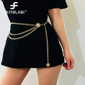 Elegantni višeslojni remen s lancem za žene, modna zlatno srebrna metalna haljina s lancem visokog struka, ženski remen s resicama