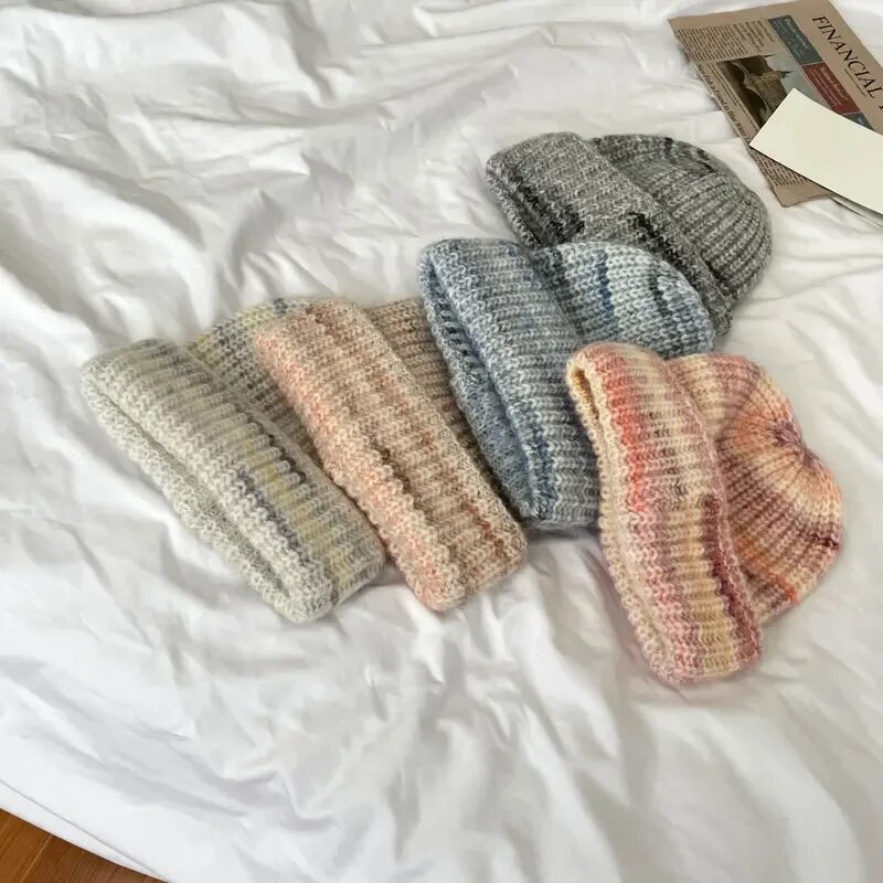 Pletena kapa od meke vune za žene Kape Ženske tople jesenske zimske kape na otvorenom Ženska kapa u duginim bojama za muške kape