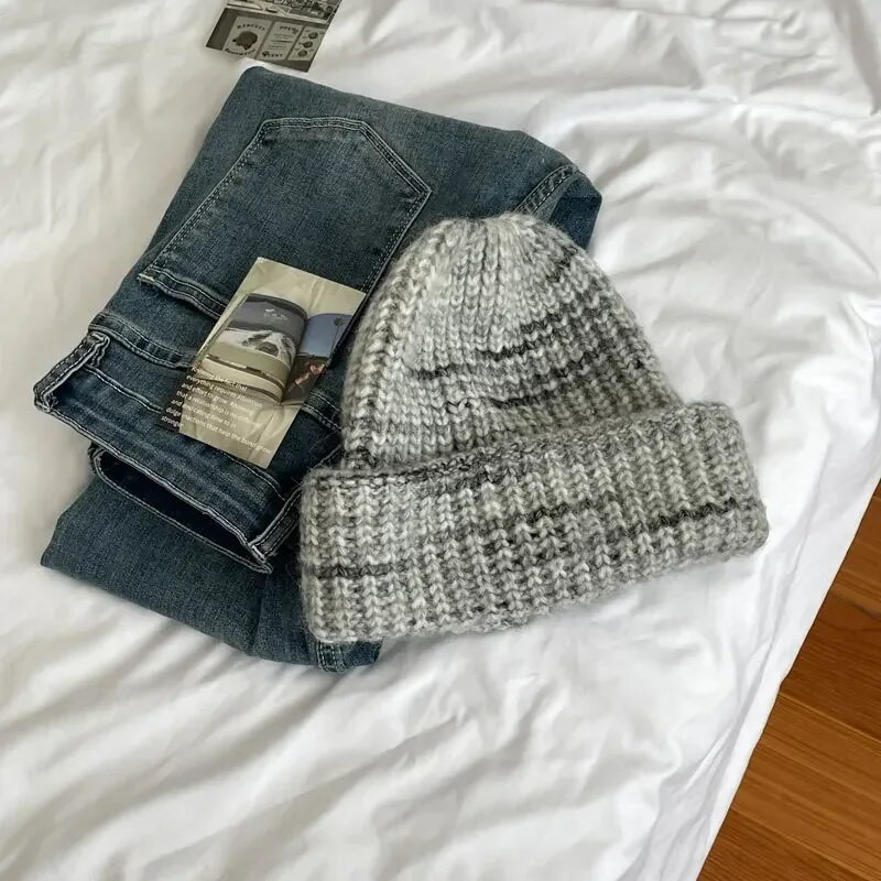 Pletena kapa od meke vune za žene Kape Ženske tople jesenske zimske kape na otvorenom Ženska kapa u duginim bojama za muške kape