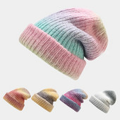 Modni šešir s gradijentom. Mekani za kožu vuneni šeširi s bojanjem na kravatu Nove pletene ženske ulične hip-hop kape Tople kape na otvorenom otporne na hladnoću