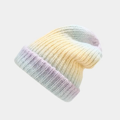 Modni šešir s gradijentom. Mekani za kožu vuneni šeširi s bojanjem na kravatu Nove pletene ženske ulične hip-hop kape Tople kape na otvorenom otporne na hladnoću