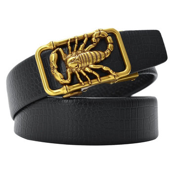 Μεταλλικές ζώνες πόρπης σε σχήμα Scorpion 3D Ανδρικές δερμάτινες πολυτελείς μάρκες Automatic Buckle Punk Belt Ανδρική Ζώνη Ζώνης Ποιότητας Ζώο 2023
