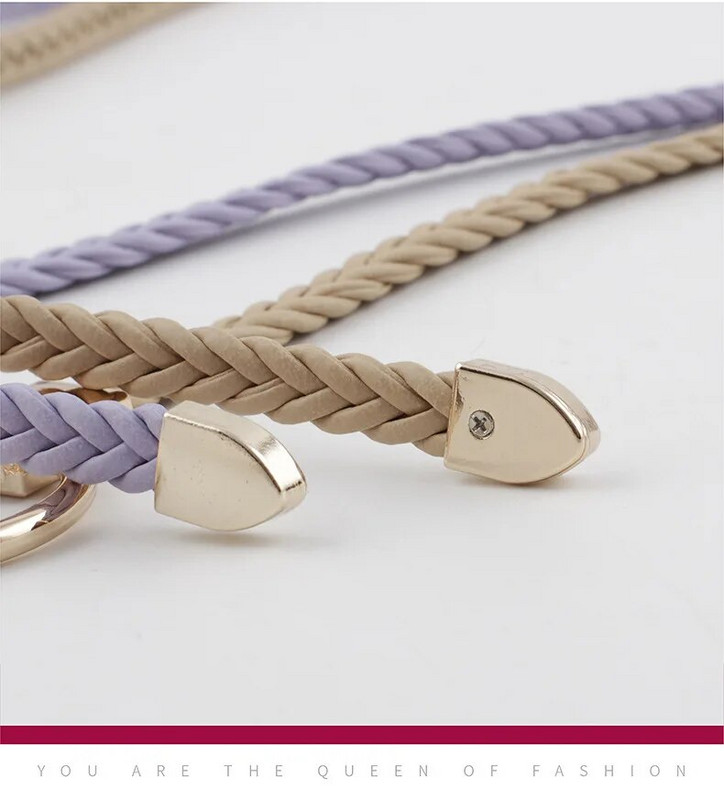 2020. Novi zlatni pojas s O prstenom i kopčom, ženski bijeli, crni i crveni tanki pleteni kožni remeni za žene, haljine, remen oko struka