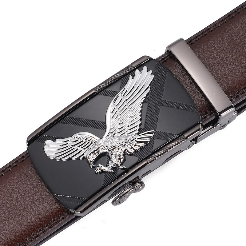 Western Eagle josta vīrietim īstas ādas automātiska sprādzes dizaina vīriešu siksna, regulējama augstas kvalitātes luksusa zīmola josta 3,5 cm