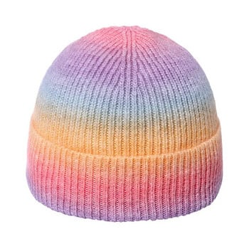 Ανδρικά Γυναικεία Gradient Rainbow Tie Dye Καπέλο Skullies Beanies Unisex Χειμερινό Ακρυλικό Stretch Πλεκτό Αθλητικό Αντιανεμικό Ζεστό Πεπόνι Καπάκι W43