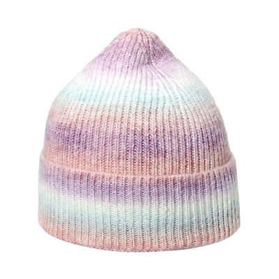 Vīrieši Sievietēm Gradienta varavīksnes kaklasaite Krāsa cepure Skullies Beanes Unisex Ziemas Akrila Stretch Trikotāžas Sporta Vēja Necaurlaidīga Silta Melones Cepure W43