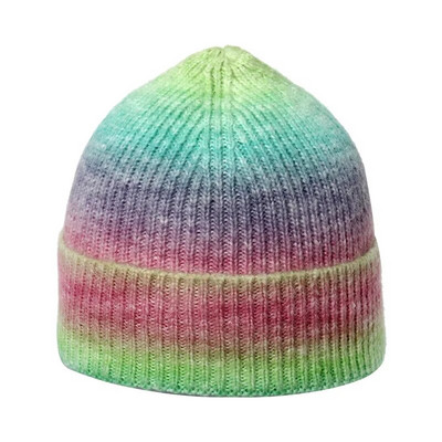 Vīrieši Sievietēm Gradienta varavīksnes kaklasaite Krāsa cepure Skullies Beanes Unisex Ziemas Akrila Stretch Trikotāžas Sporta Vēja Necaurlaidīga Silta Melones Cepure W43