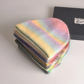 Zimske kape za žene Vunena pletena kapa s velikom glavom Rainbow Gradient Boja Tople kape za dječake Djevojčice na otvorenom otporne na vjetar Gorra Mujer