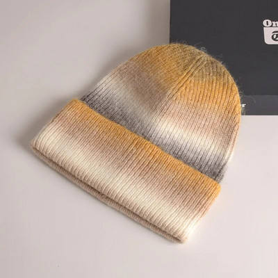 Zimske kape za žene Vunena pletena kapa s velikom glavom Rainbow Gradient Boja Tople kape za dječake Djevojčice na otvorenom otporne na vjetar Gorra Mujer