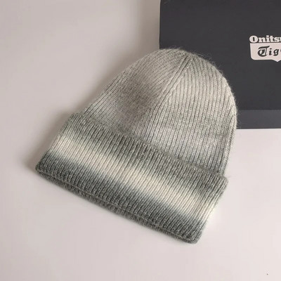 Zimske kape za žene Vunena pletena kapa s velikom glavom Rainbow Gradient Boja Tople kape za dječake Djevojčice na otvorenom otporne na vjetar Gorra Mujer