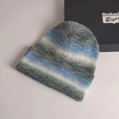 Zimske kape za žene Vunena pletena kapa s velikom glavom Rainbow Gradient Boja Tople kape za dječake Djevojčice na otvorenom otporne na vjetar Gorra Mujer