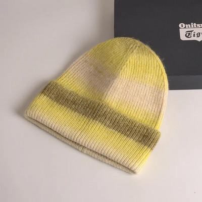 Zimske kape za žene Vunena pletena kapa s velikom glavom Rainbow Gradient Boja Tople kape za dječake Djevojčice na otvorenom otporne na vjetar Gorra Mujer